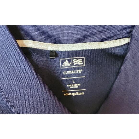 adidas Men's L Climalite Performance Golf Polo Shirt Blue, Long Sleeve - Picture 6 of 6